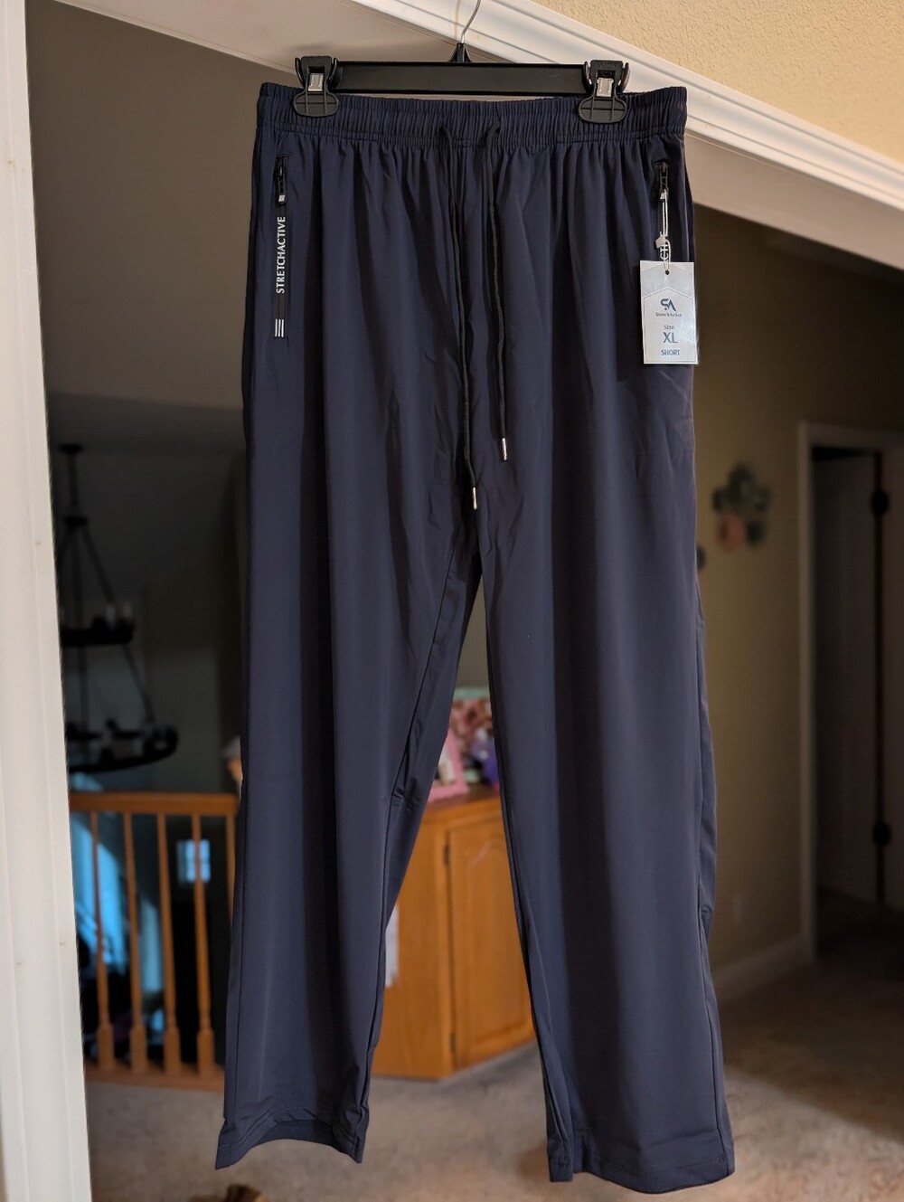 Stretchactive Women's Navy Drawstring Pants, Lightweight, Breathable, XL short